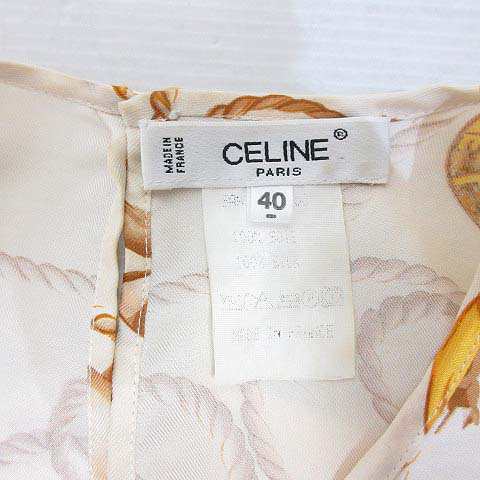 中古】セリーヌ CELINE スカーフ柄 シルク ブラウス 半袖 カットソー