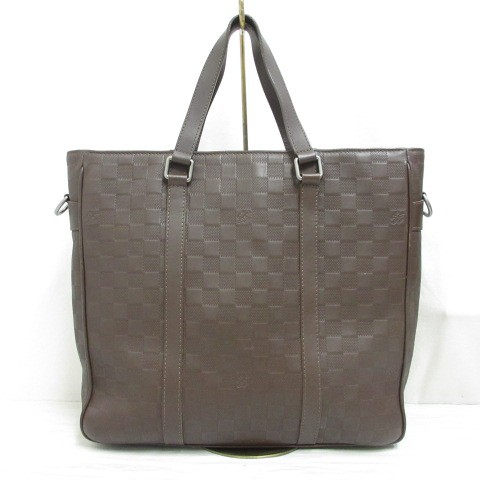 中古】ルイヴィトン LOUIS VUITTON ダミエ アンフィニ タダオPM 2WAY トート バッグ N41270 メテオール レザー 茶系  トートバッグ