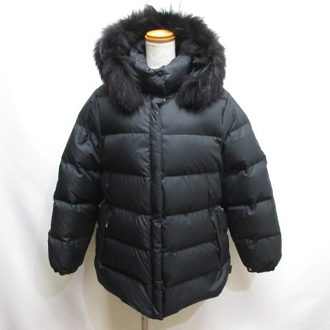 【中古】モンクレール MONCLER VALENTINE ヴァレンティーヌ ダウン ジャケット 1 黒 ブラック ラクーンファー 47352