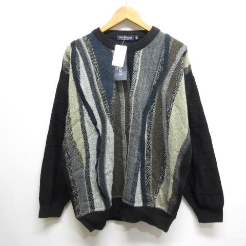 【中古】未使用品 ジオ フェラーリ Gio Ferrari ジャガード ニット セーター S/48 黒 ブラック ウール混 イタリー製の通販は 6,300円