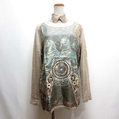 中古】エルメス ツイルレーヌ ニット セーター シルク 切替え カシミヤ