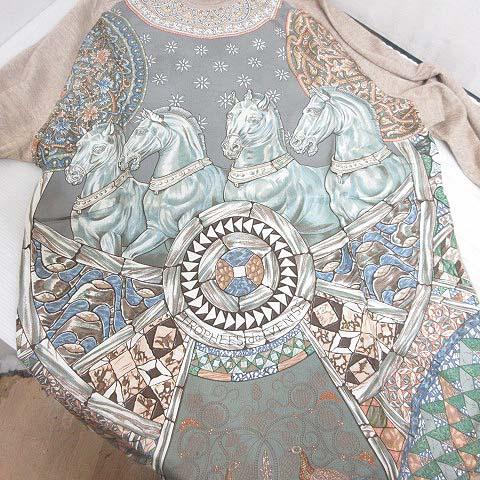 HERMES エルメス スカーフ切替えタートルネックセーター ニット シルク HERMES エルメス スカーフ切替えタートルネックセーター ニット シルク