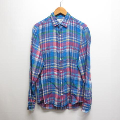 フランクアンドアイリーン FINBAR チェック リネンシャツ 長袖 Sサイズ