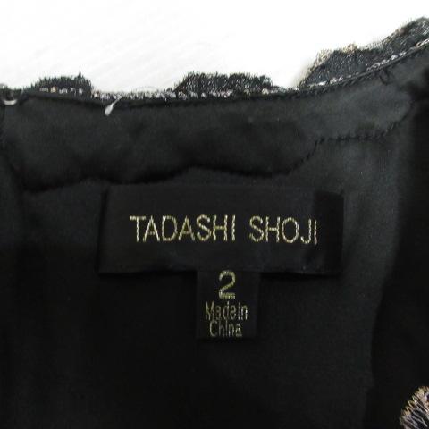 【中古】タダシショージ TADASHI SHOJI ノースリーブ ロング マキシ ドレス ワンピース 2 黒 ブラック 異素材切替え 中古】タダシショージ TADASHI SHOJI ノースリーブ ロング マキシ