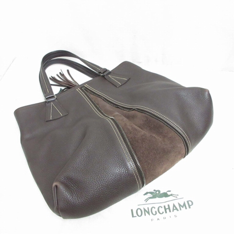 【中古】ロンシャン LONGCHAMP レザー 2WAY トート ハンド バッグ タッセル 茶 ブラウン 裏地付き フランス製 ☆AA★ 中古】ロンシャン LONGCHAMP レザー 2WAY トート ハンド バッグ