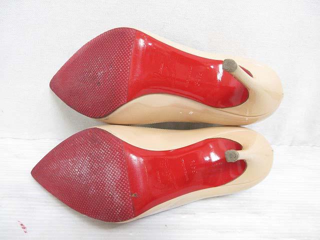 【中古】クリスチャンルブタン KATE ケイト パンプス パテント レザー 34.5 21.5cm ベージュ シューズ 靴 ☆AA★