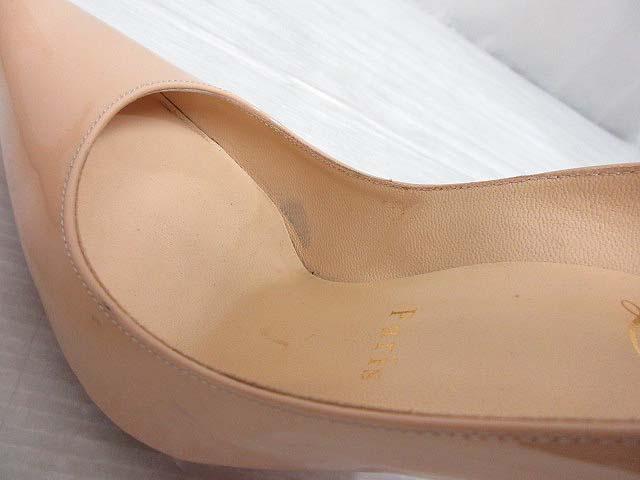 【中古】クリスチャンルブタン KATE ケイト パンプス パテント レザー 34.5 21.5cm ベージュ シューズ 靴 ☆AA★