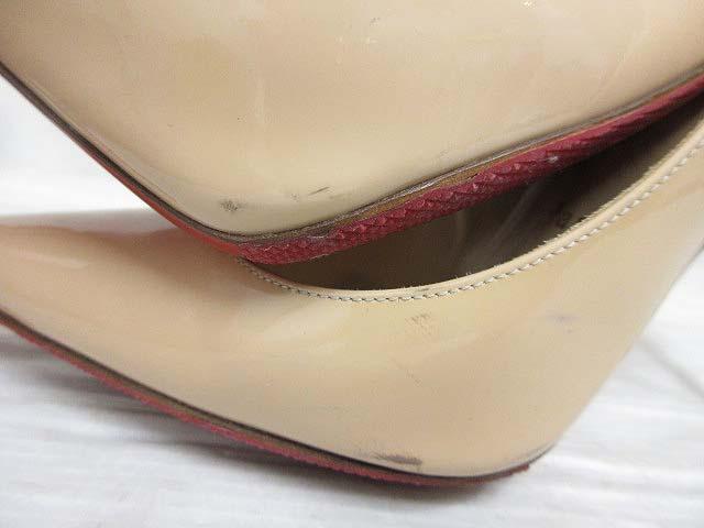 【中古】クリスチャンルブタン KATE ケイト パンプス パテント レザー 34.5 21.5cm ベージュ シューズ 靴 ☆AA★