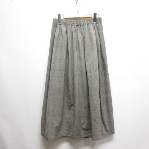 【中古】未使用品 ヨーガンレール 25AW コットン手織厚手のスカート M グレー ウエストゴム 腰紐 バルーン J0153FS321