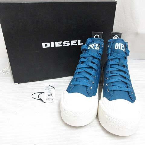 【中古】ディーゼル DIESEL 極美品 S-ASTICO MC WEDGE 厚底 スニーカー シューズ 24.5cm ブルー Y02492 ハイカット 靴