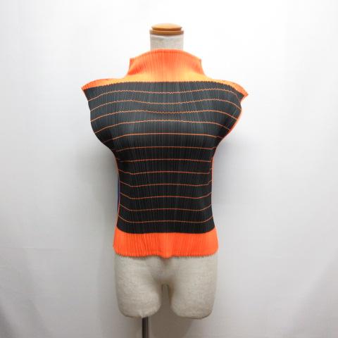 【中古】プリーツプリーズ PLEATS PLEASE ISSEY MIYAKE ハイネック ノースリーブ プリーツ カットソー イッセイミヤケ