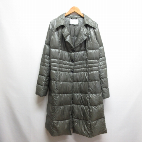 【中古】ヘルノ HERNO 美品 Bolla ライト ダウン コート 46 カーキグレー 襟元2way ナイロン 軽量 0700369 310