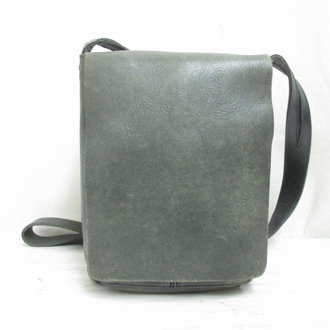 【中古】ヨーガンレール JURGEN LEHL レザー ショルダー メッセンジャー バッグ カーキ 深緑 斜め掛け 二層式