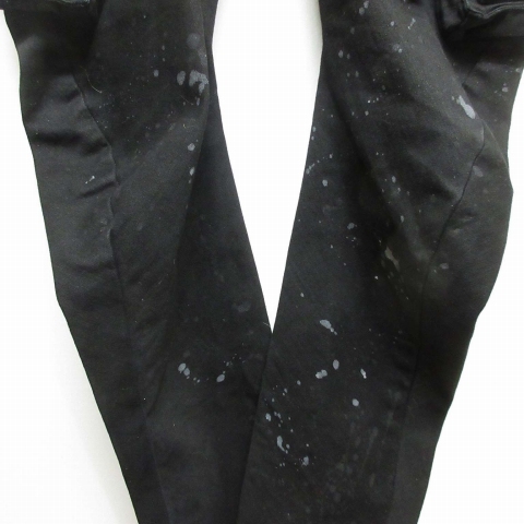 【中古】ユリウス JULIUS 10.5oz STRETCH DENIM ストレッチ デニム カーゴ パンツ ペイント加工 2 黒 807PAM6-BK