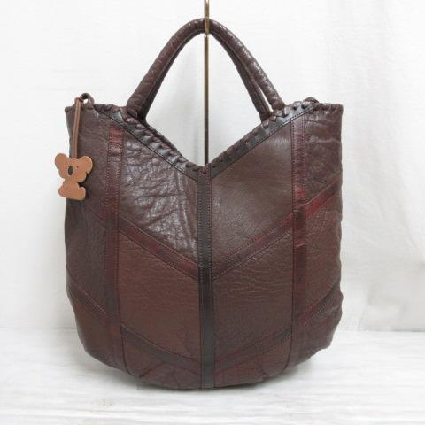 【中古】イビサ IBIZA 本革 レザー トート バッグ 茶 ブラウン 裏地付き レディース