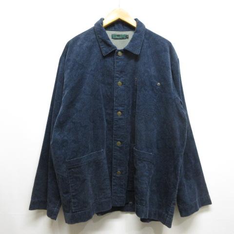 【中古】未使用 ナスングワム Nasngwam SOUTH JACKET ボタニカル柄 コーデュロイ ジャケット L ネイビー カバーオール