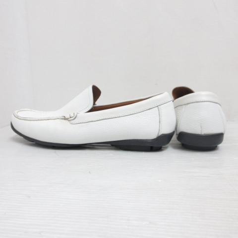 【中古】未使用品 ホーキンス Hawkins Sport スポーツ レザー スリッポン ローファー シューズ 7H 25.5cm 白 靴
