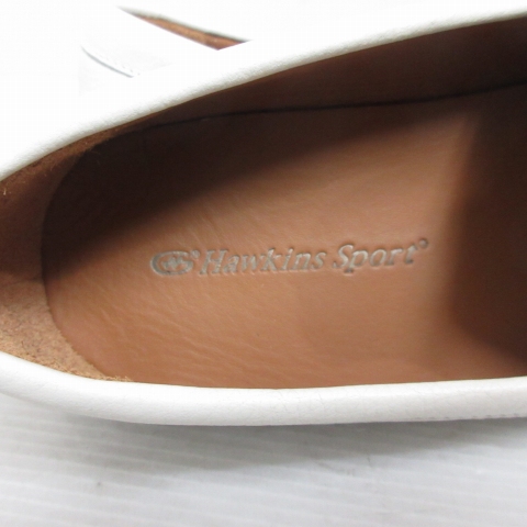 【中古】未使用品 ホーキンス Hawkins Sport スポーツ レザー スリッポン ローファー シューズ 7H 25.5cm 白 靴