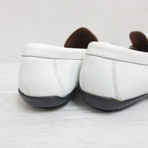 【中古】未使用品 ホーキンス Hawkins Sport スポーツ レザー スリッポン ローファー シューズ 7H 25.5cm 白 靴