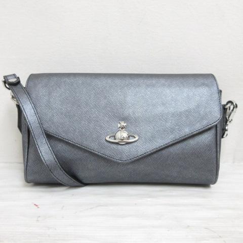【中古】ヴィヴィアンウエストウッド 美品 VICTORIA LARGE CROSSBODY 2WAY ショルダー バッグ クラッチ レザー ☆AA★