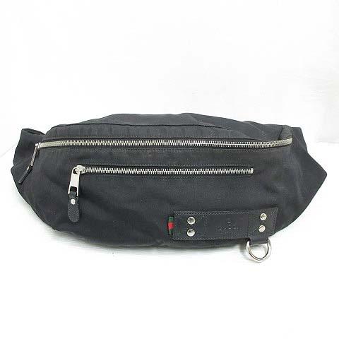 【中古】グッチ GUCCI 246409 ナイロン ボディ バッグ ウエスト ポーチ ショルダー ブラック シェリーライン ☆AA★