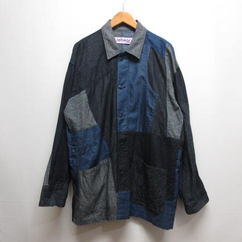 【中古】未使用品 ジョンブル rebear by Johnbull パッチワーク ジャケット L インディゴ X2031 デニム 日本製 メンズ