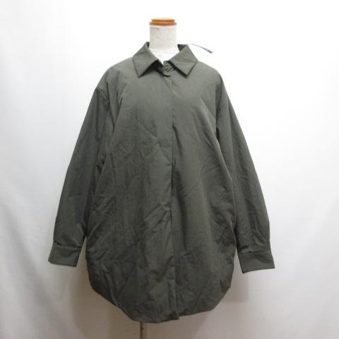 【中古】未使用品 ミズイロインド 25AW ワイド パディング シャツ ジャケット カーキ 中綿 コート タグ付 レディース