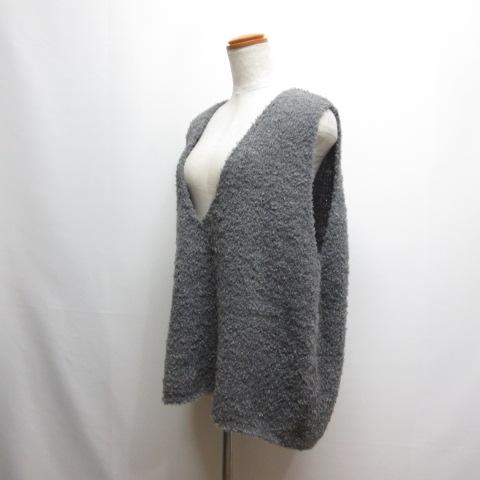 【中古】未使用品 ミズイロインド mizuiro ind 25AW ヘアリー Vネック ニット ベスト グレー タグ付き 3-220095_1