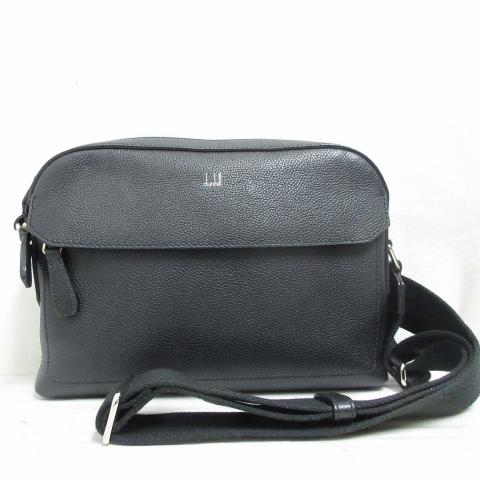 【中古】ダンヒル dunhill ベルグレイヴ シティ メッセンジャー バッグ ショルダー レザー 黒 ブラック 斜め掛け