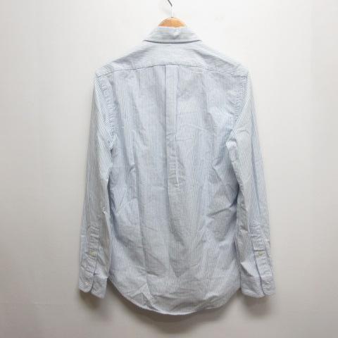 【中古】未使用 ラルフローレン RALPH LAUREN ストライプ柄 長袖 オックスフォード シャツ ボタンダウン S 白×ブルー_1