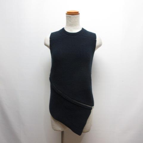 【中古】アレキサンダーワン ALEXANDER WANG ジップ ニット ベスト セーター S 濃紺 ネイビー ノースリーブ ☆AA★