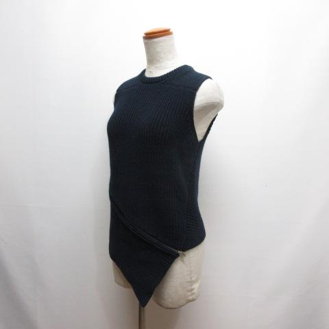 【中古】アレキサンダーワン ALEXANDER WANG ジップ ニット ベスト セーター S 濃紺 ネイビー ノースリーブ ☆AA★_1