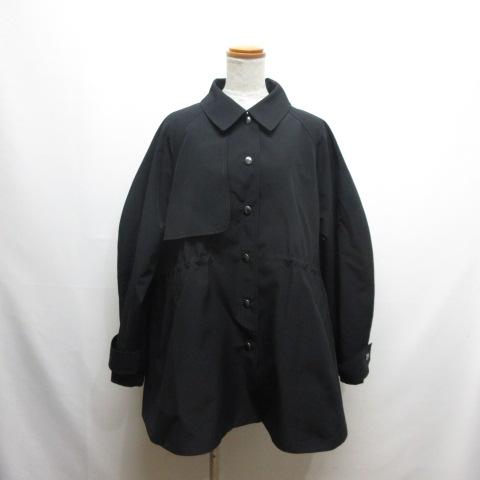 【中古】未使用品 リテン Liten テント フレア トレンチ ジャケット F 黒ブラック コート 裏地付き 日本製 レディース