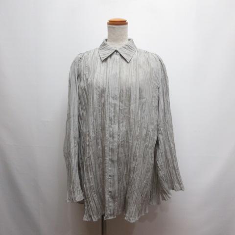 【中古】未使用品 コス COS 26SS ラウンドシルエット テクスチャード シルク シャツ ブラウス 34 プリーツ 透け感あり