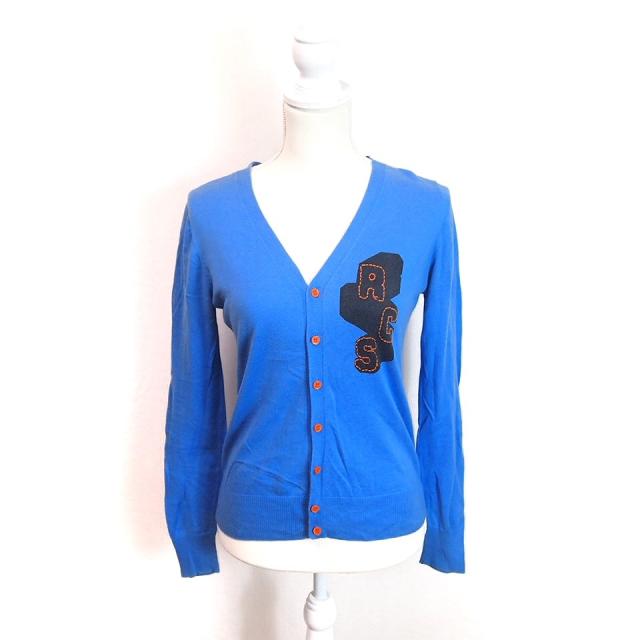 中古 ロデオクラウンズ Rodeo Crowns カーディガン ニット 長袖 ロゴ Vネック プリント M 青 ブルー レディースの通販はau Pay マーケット ブランド古着のベクトル