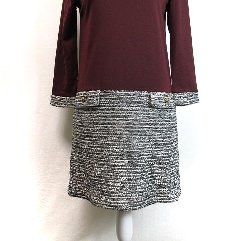 中古 ロペピクニック Rope Picnic ワンピース 切替 ドッキング 長袖 ひざ丈 ツイード 38 ボルドー系 レディースの通販はau Pay マーケット ブランド古着のベクトル