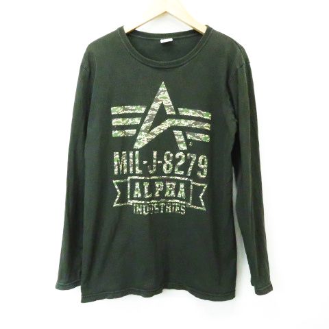 中古 アルファ Alpha Industries カモ 迷彩 ロゴ プリント 長袖tシャツ カットソー 黒 ブラック L メンズの通販はau Pay マーケット ブランド古着のベクトル