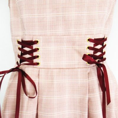 中古 アマベル Amavel 肩フリル ノースリーブ チェック レースアップ フレアワンピース ピンク系 F レディースの通販はau Pay マーケット ブランド古着のベクトル