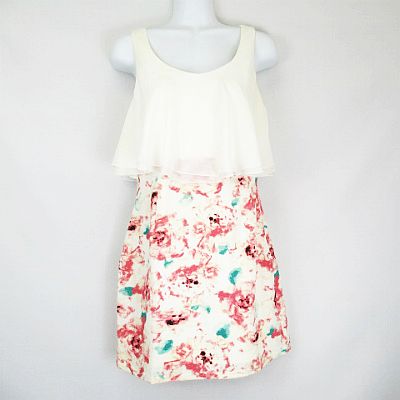 中古 リエンダ Rienda ダブルシフォンフラワーコンビ 花柄 ノースリーブ ワンピース オフホワイト M レディースの通販はau Pay マーケット ブランド古着のベクトル