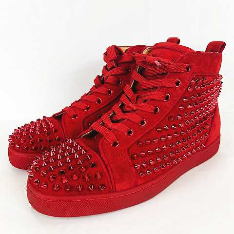 販売のため Christian louboutin LOUIS SPIKES KRYSTAL FLAT スタッズ