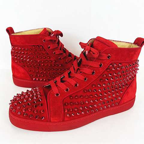 中古】 Christian louboutin LOUIS SPIKES KRYSTAL FLAT スタッズ