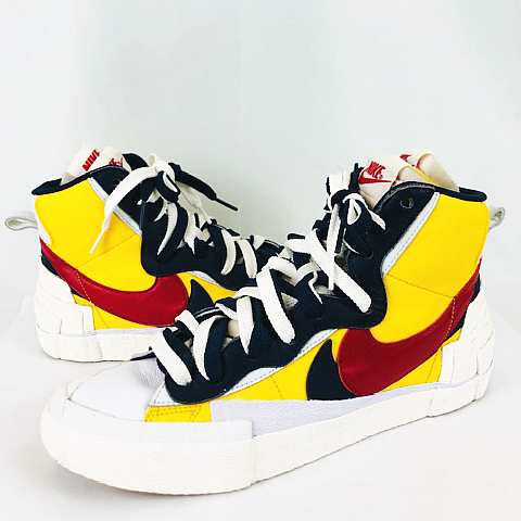 【中古】ナイキ NIKE Sacai Blazer Mid Yellow Navy BV0072-700 US8 26cm サカイ ブレーザー ミッド  スニーカー ｜au PAY マーケット