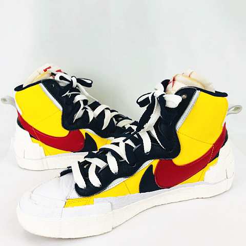 【中古】ナイキ NIKE Sacai Blazer Mid Yellow Navy BV0072-700 US8 26cm サカイ ブレーザー ミッド  スニーカー ｜au PAY マーケット