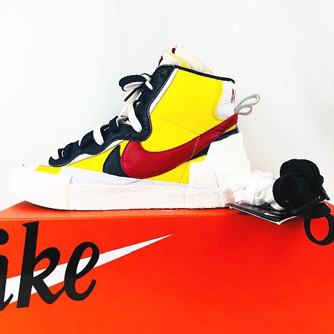 中古】ナイキ NIKE Sacai Blazer Mid Yellow Navy BV0072-700 US8 26cm