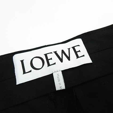 【中古】ロエベ LOEWE ウール混 タック入り ワイドパンツ 黒 ブラック 34 レディース｜au PAY マーケット