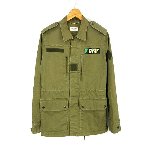 【中古】サンローラン パリ エディ期 SHARK MILITARY SHORT COAT シャーク ミリタリージャケット カーキ系44メンズ