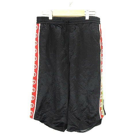 【中古】グッチ GUCCI ロゴ テープ ショート パンツ黒ブラック46 625893 ☆AA★ メンズ