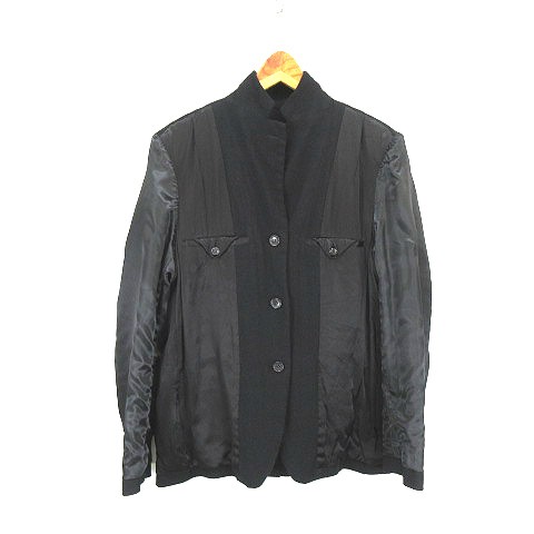 【中古】ジュンヤワタナベ JUNYA WATANABE レーヨン切替リバーシブル ジャケット 黒 ブラック S レディース