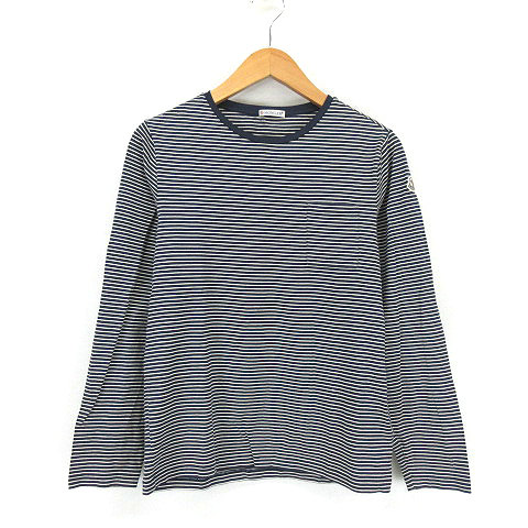 【中古】モンクレール MONCLER ボーダー ロング 長袖 ポケット Tシャツ カットソー S 紺 ネイビー メンズの通販は 8,300円