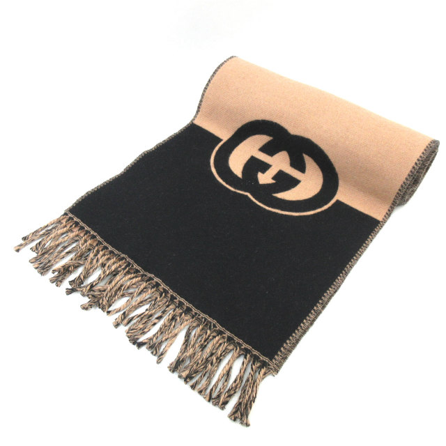 【中古】グッチ GUCCI インターロッキングG ウール スカーフ マフラー ☆AA★ メンズの通販は